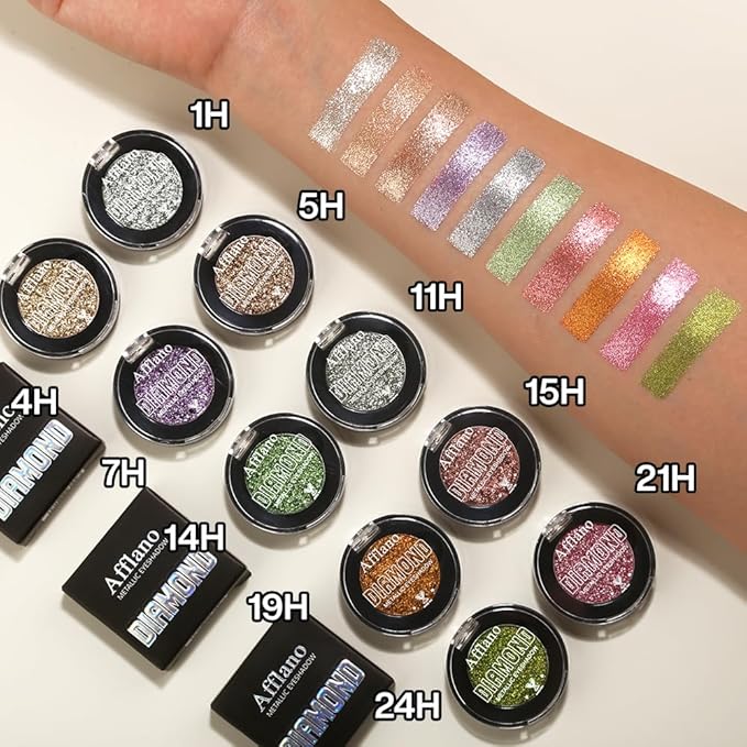Brown Sparkle Eyeshadow, Highly Pigmented Shimmer Glitter Nude Champagne Eyeshaow with Cream Finish for Hazel Eyes,Long Lasting & Buildable Metallic Light Brown Shiny Eye Shadow for Natural Look,Vegan