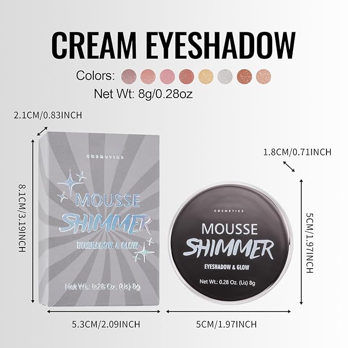 Erinde Shimmer Cream Eyeshadow, Highlighter Creme Eye Shadow Palette, Waterproof Long Lasting, Soft Shimmer Glitter Eye Brightener Makeup,Vegan & Cruelty, 08 Rose Gold
