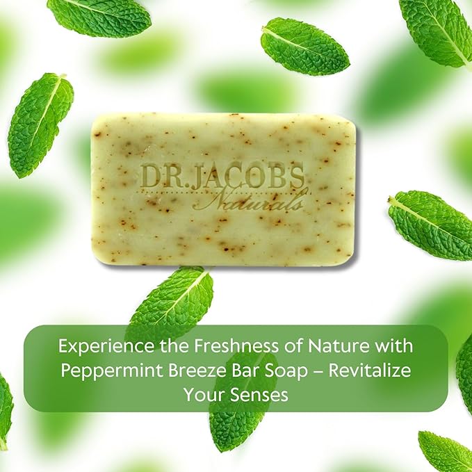 Dr Jacobs Naturals, Triple Milled Loofah Exfoliating Castile Bar Soap (Pack of 6) - Free of Parabens, Sulfates, Synthetics, Gltuen and GMO (Minty Cucumber Mojito)