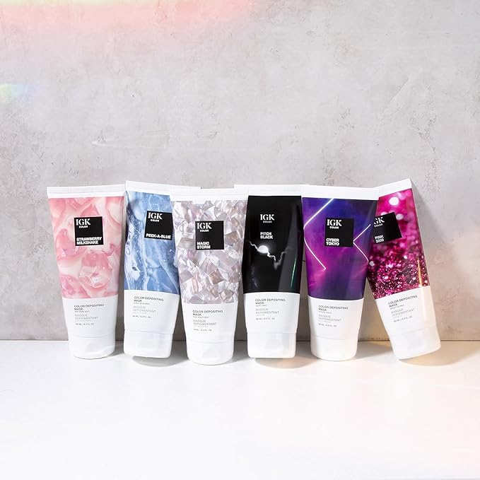 IGK Strawberry Milkshake Color Depositing + Conditioning Hair Mask | Soft Rose Gold - Pink Tones | Hydrating Semi-Permanent Gloss Toner Treatment