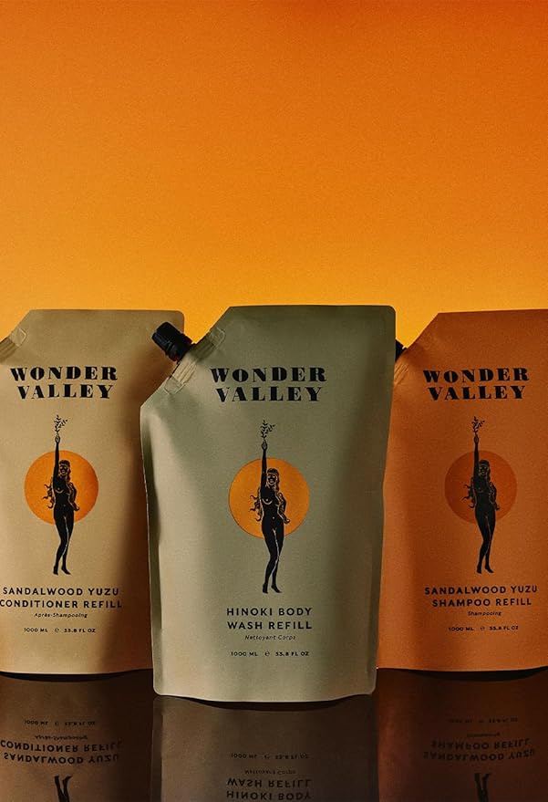 WONDER VALLEY - Hinoki Body Wash Refill | Vegan, Cruelty-Free, All Skin Types | Hydrates, Cleanses, and Microbiome-Friendly (33.8 oz | 1 L)