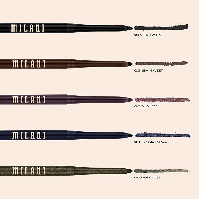 Milani Stay Put Eyeliner - After Dark (0.01 Ounce) Cruelty-Free Self-Sharpening Eye Pencil with Built-In Smudger - Line & Define Eyes with High Pigment Shades for Long-Lasting Wear