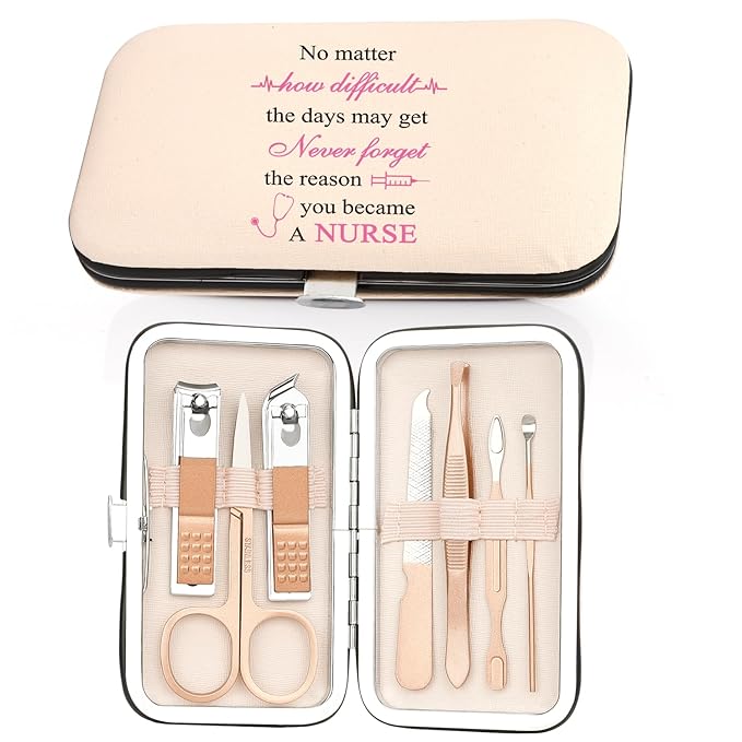 Nurse Gifts for Women,School Nurse Christmas Gift Nurses Week Appreciation Cool Nail Clippers Manicure Kit Gifts for Women Nurses Female Graduation Gift Stocking Stuffers Pedicure Cuticle Trimmer Set