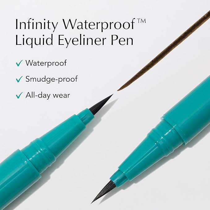 Thrive Causemetics Infinity Waterproof Black Liquid Eyeliner Pen, Eye Makeup Essential with Biotin for Women, Water Based Eyeliner, Feather Free Brush Tip, Vegan, Shade Lauren (Black Matte)
