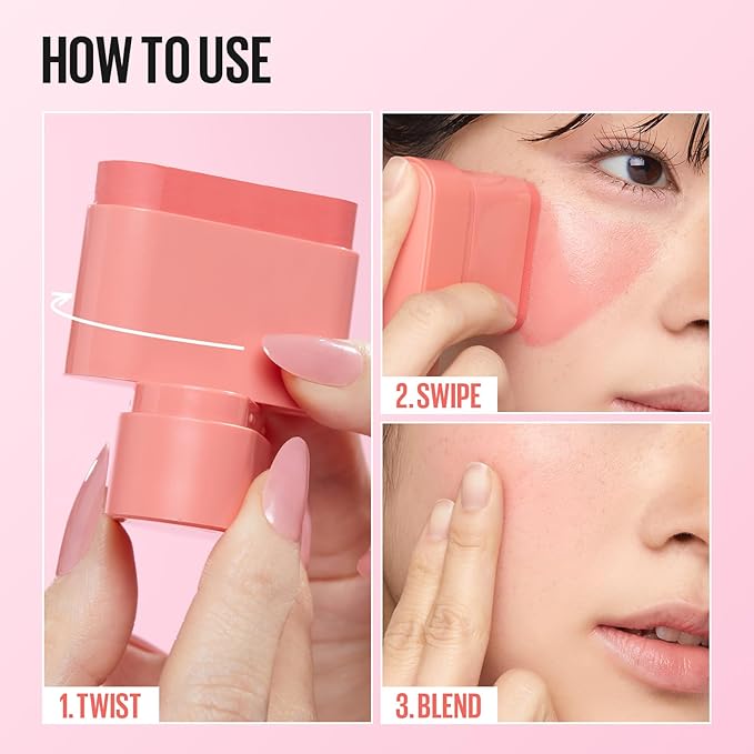 KAJA Cheek & Lip - Dewy Bar 02 Strawberry Sorbet | Creamy Blusher and Balm Multi-Stick, 45% Moisturizing Oil, Apple Extract, Vitamin-Hyaluronic Acid Infused, High Shine, Non-Sticky, Easy Blending, 10g