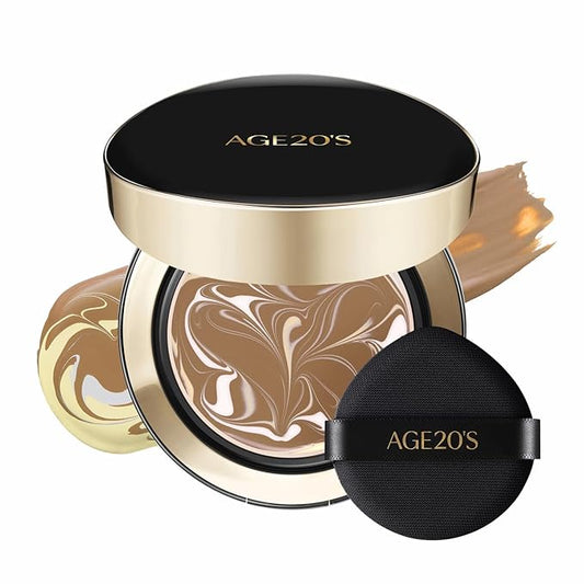 [Vegan] AGE20'S Signature Essence Pact | Pack of 1 | 33W WARM HAZELNUT | Korean Cushion Foundation | Cream Foundation, Dewy & Glow Finish, Natural Coverage, SPF 50+
