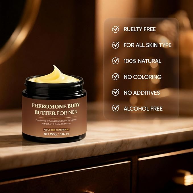 Pheromone Body Butter for Men, Body Skin Cream with Shea Butter, Cocoa Butter & Coconut Oil, Long-Lasting Fragrance, Deep Hydration, Non-Greasy, Alcohol-Free, Vegan (2)
