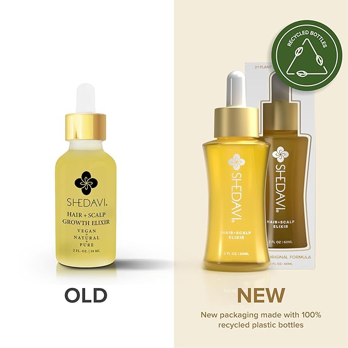 Shedavi Iconic Vegan Hair Serum with Botanicals - Growth Treatment for Women & Men's Dry, Damaged Hair and Scalp with Argan, Coconut, Castor, and Tea Tree Oils (Pack of 2)