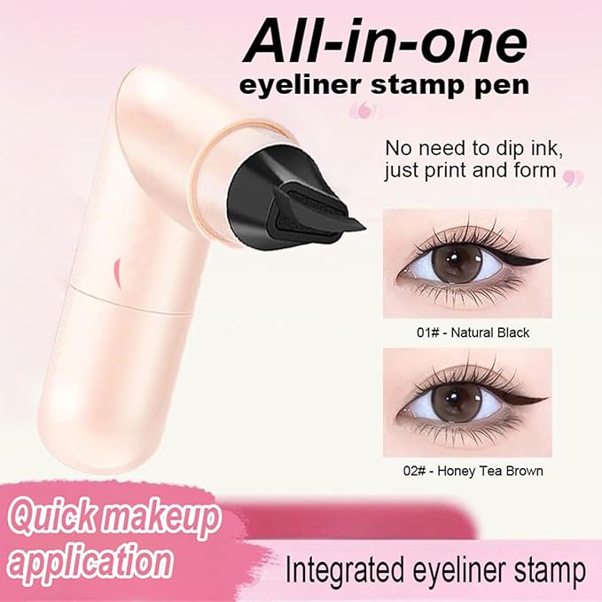 2 Pcs Eyeliner Stamp Set, Waterpoof Natural Foldable Eyeliner Stamp for Perfect Wings,Smudge Proof, Long-Lasting Eye Makeup (Black+Brown)
