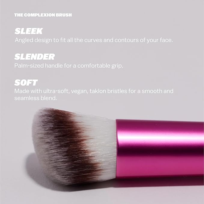 BASMA Beauty Complexion Foundation Makeup Brush, Dense Round Ultra-Soft Vegan Taklon Bristles for Cream, & Liquid, Seamless Blending for Bronzer, Contour, Concealer & Blush, Cruelty-Free