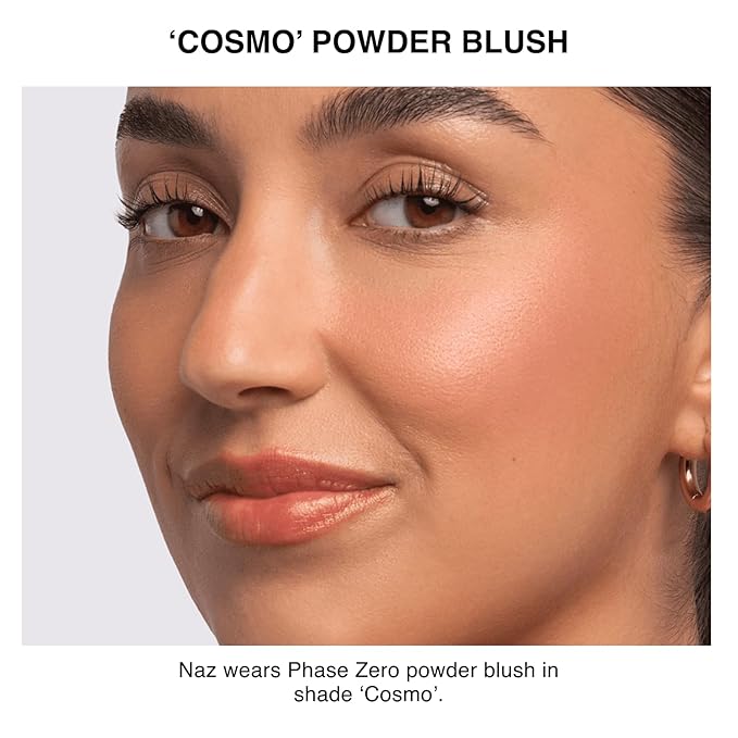 Phase Zero Makeup Powder Blusher | "Cosmo" - 6.5g / 0.23 oz. | Full Coverage, Natural Blush | Soft, Buildable Pink, Coral, Peach & Golden Hues | Matte & Shimmering Shades Gives Cheeks a Radiant Glow
