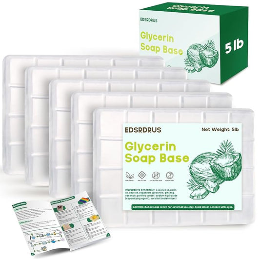 5lb Glycerin Soap Base - Unscented Melt and Pour Soap Base for DIY Crafting, Easy to Cut, Vegan and Cruelty-Free, Moisturizing and Gentle on Skin for Soap Making Supplies (Transparent, 5 Pound)