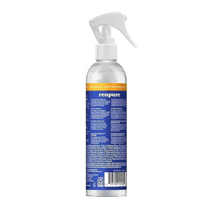 RENPURE Biotin & Collagen Leave-In Conditioner Treatment, For a Fuller, Thicker Look, Biotin Hair Spray Leave In Conditioner For Fine, Thin or Limp Hair, Vitamin B7, Collagen 8 Fl Oz (Pack of 2)