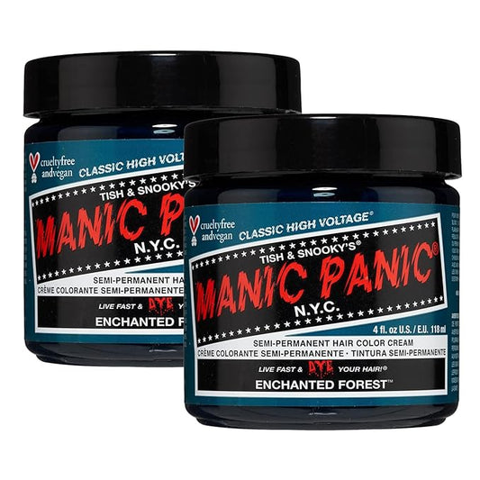 MANIC PANIC Classic Enchanted Forest Semi Permanent Hair Color - Deep Teal Green Hair Dye for Women & Men That Lasts 4-6 Weeks - Vegan, Ammonia & Cruelty-Free - Create & Mix Custom Shades (4oz / 2pk)