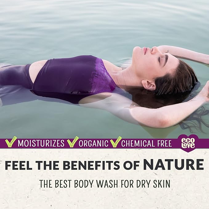 ecoLove - Natural Moisturizing Body Wash for Dry Skin - Organic Blueberry, Grape & Lavender - No SLS or Parabens - Vegan and Cruelty-Free Shower Gel, 17.6 oz
