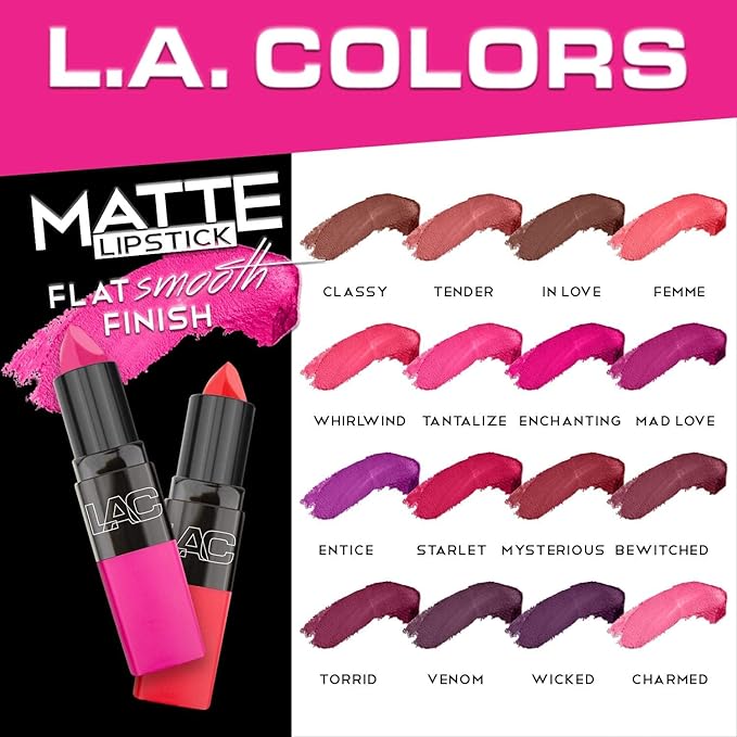 L.A. COLORS Matte Lipstick, Venom CML474 (Pack of 2)