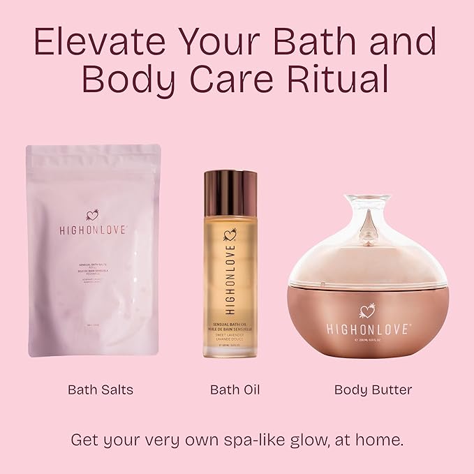 High On Love Bath Salts Refill - Pink Himalayan & Epsom Salt Blend with Soothing Vitamin E & Premium Hemp Seed Oil - Real Dried Rose, Lavender and Rosemary Inclusions (Rosemary Lavender)