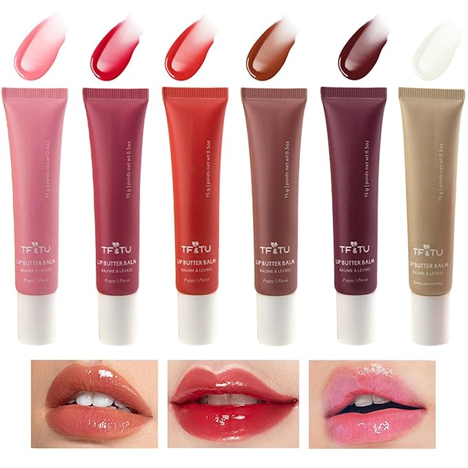 6 Colors Hydrating Lip Gloss Lip Oil, Moisturizing Lip Balm Non-Sticky Tinted Lip Oil, Glossy Lip Gloss, Long Lasting Lipgloss Plumping Jelly Liquid Lipstick