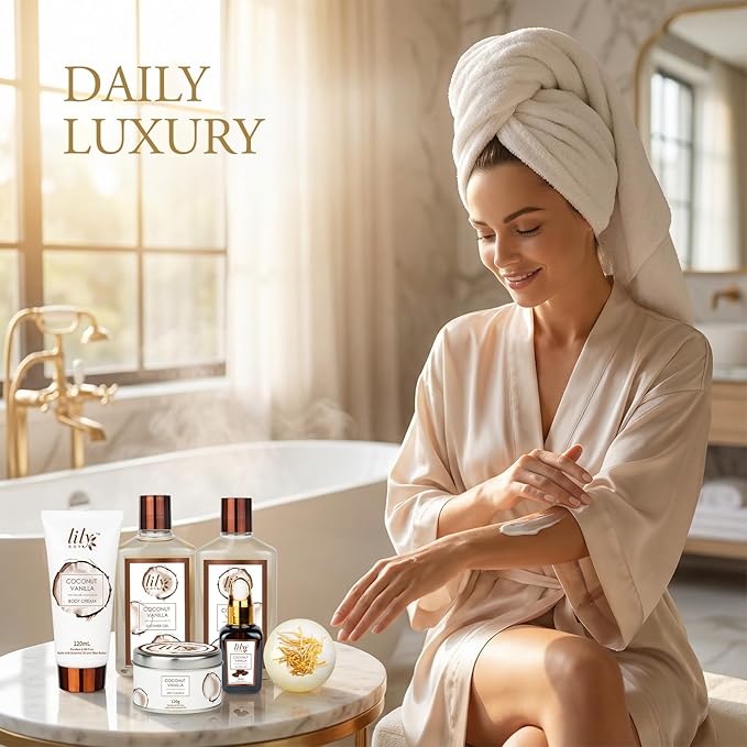 Bath and Body Gift Basket Set for Women - Coconut Vanilla Gift, Spa Gift Basket 17-Piece Bath Gift Set Self Care Gift for Mothers Day, Fathers Day, Birthday, Christmas Gifts, Valentines Day Gifts