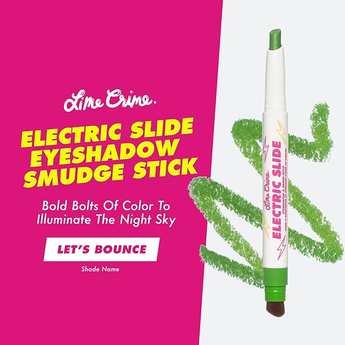 Lime Crime Electric Slide Eyeshadow & Brush Stick, Lets Bounce - Lightweight 2-in-1 Eyeshadow Smudge Stick with Angled Brush for Long Lasting & Natural Color or Glow - Vegan & Cruelty-Free