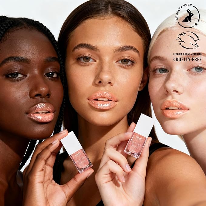 MAKEUP Glitter Lip Gloss –Nourishing and Hydrating with High-Shine Glimmer Finish & Sheer Wash Of Color, Chocolate Scent, Non-Sticky, Vegan & Cruelty-free, Crystal Nude 0.21 fl oz