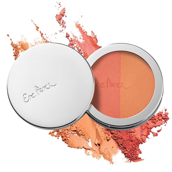 Ere Perez - Natural Rice Powder Blush Duo | Hydrate, Soothe, Calm | Sunflower + Chamomile Oils, Vitamin E | Sensitive Skin Safe, Vegan, Cruelty-Free, Clean Beauty (Bondi, 0.32 oz | 9 g)