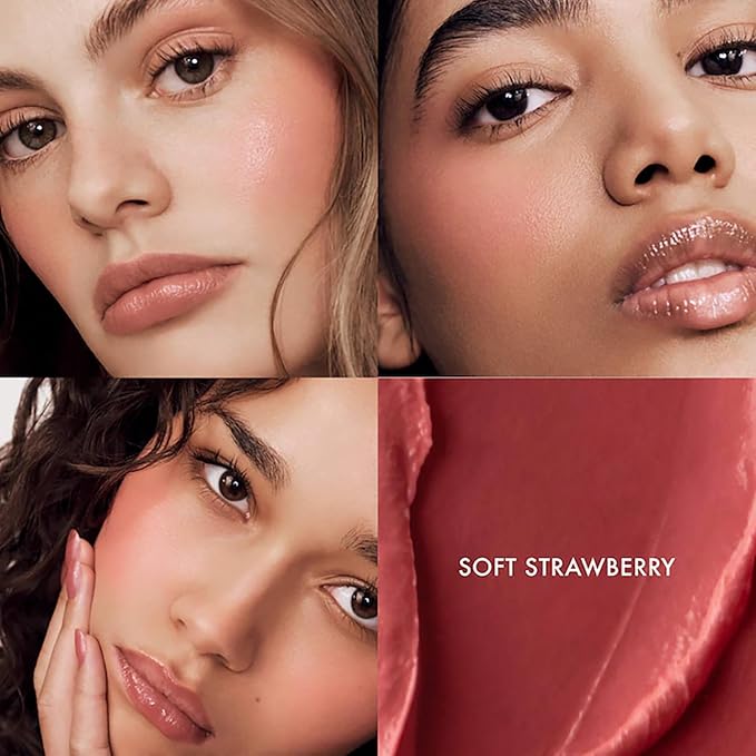 Summer Fridays Blush Butter Balm - Skincare-Infused Hydrating Cream Blush with Hyaluronic Acid, Ceramides, & Shea Butter for a Dewy Flush of Color - Cheek and Lip Tint - Soft Strawberry (0.14 Oz)