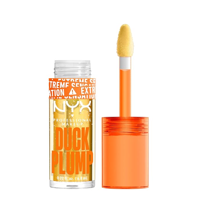 NYX PROFESSIONAL MAKEUP Duck Plump High Pigment Lip Gloss, Lip Plumper Gloss with Spicy Ginger - Clearly Spicy