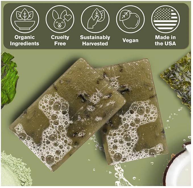 Ness Mens Soap Bar - Maritime Moss Scent - Natural Soap For Men - Mens Bar Soap With Organic Ingredients & Essential Oils - Moisturizing Bar Soap - Handmade In The USA, Cruelty Free, Vegan - 3 Pack