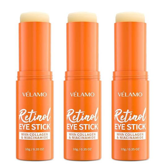VELAMO ADVANCED Retinol Eye Stick: Plumping & Smoothing Under Eye Balm for Dark Circles, Puffiness & Wrinkles - Made in Korea, Upgraded Formula with Collagen, Niacinamide & Peptides 0.35 OZ/10g 3 Pcs