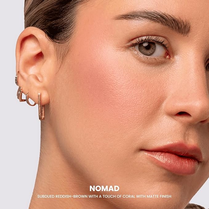 Phase Zero Makeup Powder Blusher | "Nomad" | 5g / 0.18 oz. | Full Coverage, Natural Blush | Soft, Buildable Pink, Coral, Peach & Golden Hues | Matte & Shimmering Shades Gives Cheeks a Radiant Glow