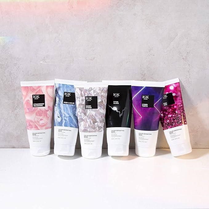 IGK Magic Storm Color Depositing + Conditioning Hair Mask | Pale Violet - Sterling Lilac Tones | Hydrating Semi-Permanent Gloss Toner Treatment