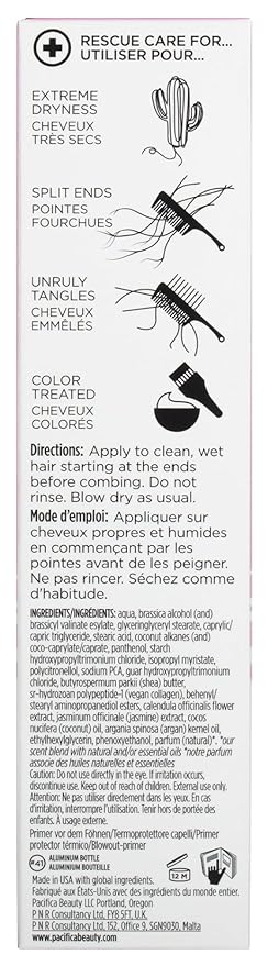 Pacifica Heat Protection Spray for Hair - Vegan Collagen Blowout Prime & Thermal Protection Hair Milk - Blow Dry Spray - for Curly, Wavy & Straight Hair - Vegan & Cruelty-Free Dermatologist Tested