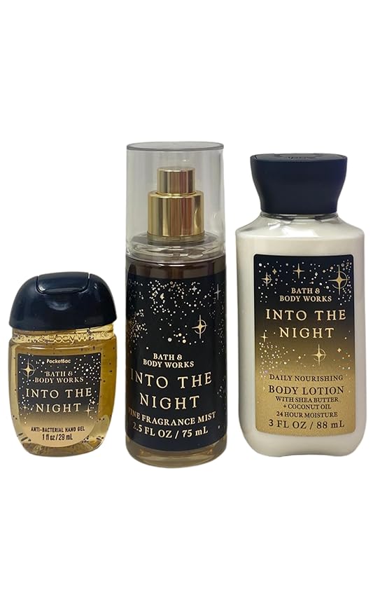 Bath & Body Works Into The Night You Shine Like The Sky Gift Set - Fragrance Mist - Body Lotion and Hand Gel - with a Natural Oats Sample Soap - Travel Size