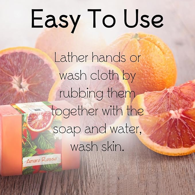 Glycerin Bar Soap Amaro Rosso Scent - Natural, Vegan-Friendly, Hypoallergenic - Moisturizing and Hydrating with 100% Vegetable Glycerin - Sulfate-Free, Paraben-Free, Chemical-Free - 4.5 oz