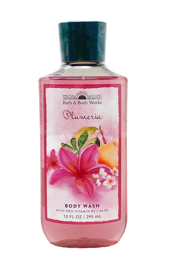 Bath & Body Works Plumeria- Trio Gift Set - Body Cream, Body Wash and Body Lotion with a Wild Jasmine Bar Soap.
