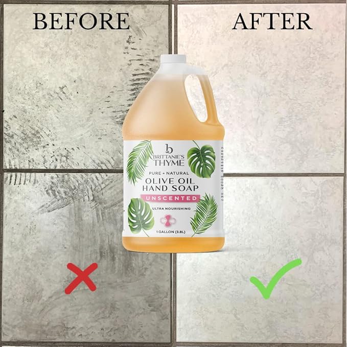 Brittanie's Pure Organic Castile Liquid Olive Oil Soap Refill, Unscented, 1 Gallon | Face, Body Wash, Dishes, Pets & Laundry | Vegan & Gluten Free Non-GMO
