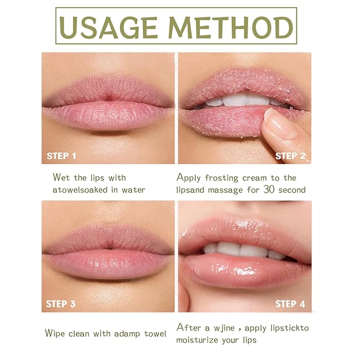 4-Color Fruit-Flavored Lip Scrub for Dry, Cracked & Dark Lips – Exfoliating & Moisturizing Lip Care with Organic Ingredients, Lip Brush – Vegan, Cruelty-Free (20g) (Coconut flavor, 1PC)