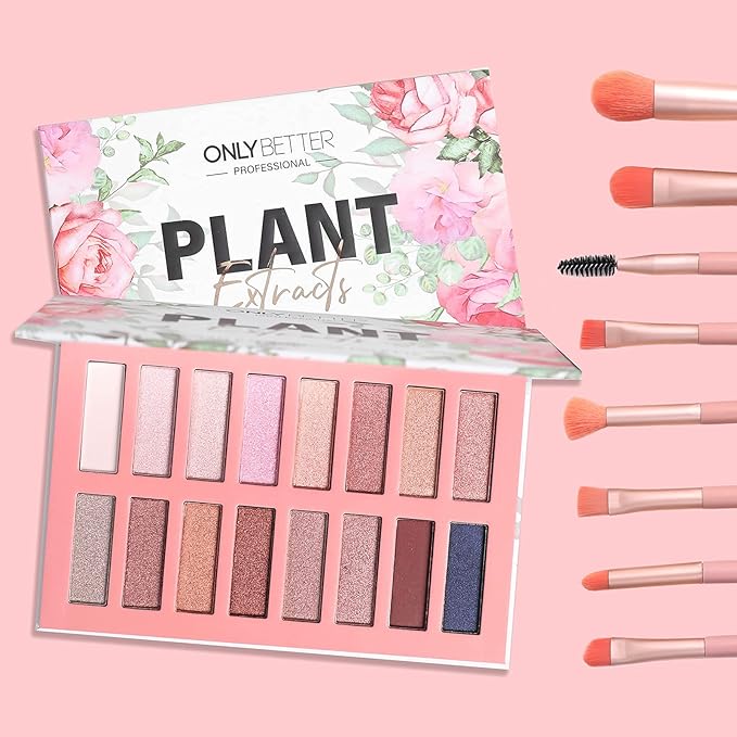 Vegan Organic Eyeshadow Palette - 16 Colors Highly Pigmented Metallic Colorful Long Lasting Nude Shimmer