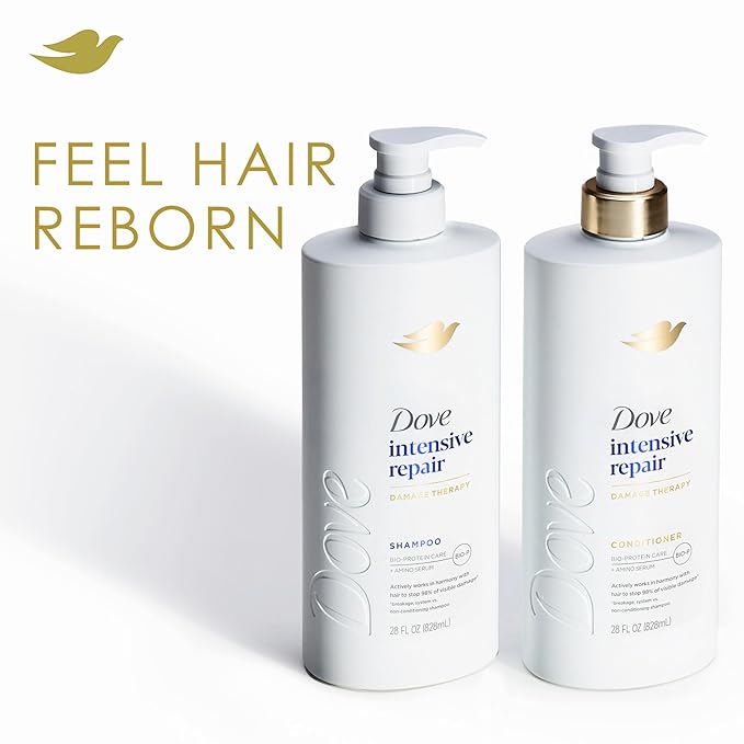 Dove Shampoo 4 Pack Intensive Repair for Damaged Hair with Bio-Protein Care Technology and Amino Serum 28 Fl Oz