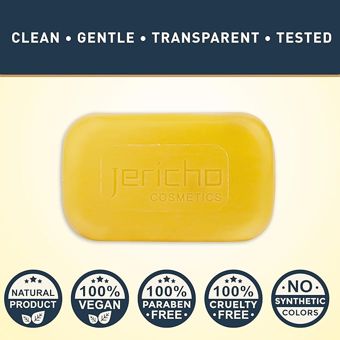 Jericho Dead Sea Sulfur Soap with Olive Oil – Helps with Acne, Psoriasis, Eczema & Blackheads – For Oily to Normal Skin – Vegan Face & Body Bar for Men & Women, 4.4 Oz / 125 g (Pack of 6)
