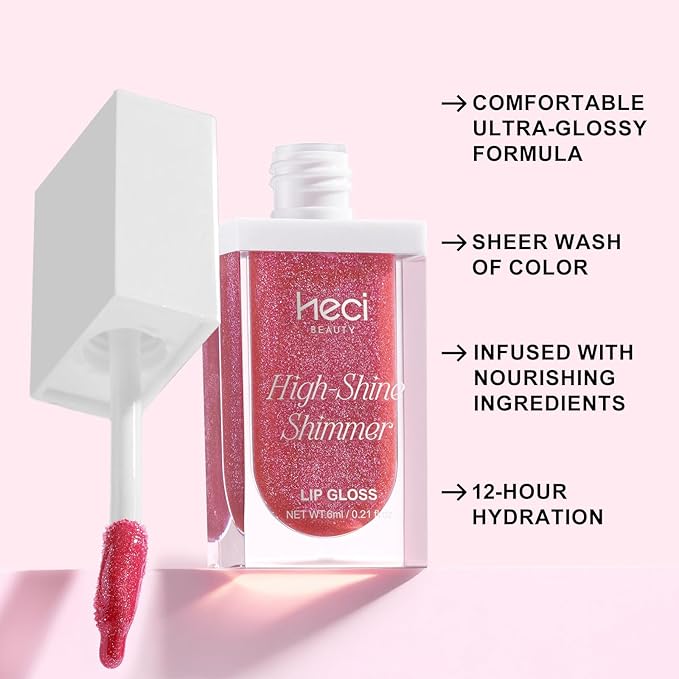 Lip Gloss, Nourishing and Hydrating with High-Shine Glimmer Finish & Sheer Wash Of Color, Vegan & Cruelty-free, 0.21 fl oz (Fuchsia)