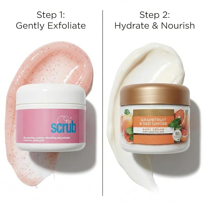 Himalayan Pink Salt Body Scrub & Body Cream Set – Exfoliating Body Scrub and Moisturizing Lotion – Spa Gift Set for Women – Grapefruit & Red Ginger – Vegan, Paraben Free