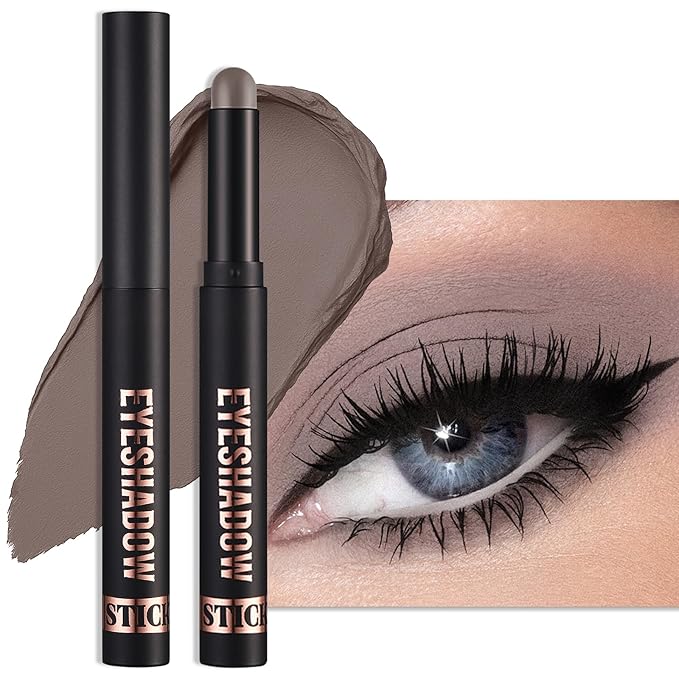 Erinde Cream Matte Eyeshadow Stick, Gray Brown Eye Shadow Sticks, Cream to Powder Eyeshadow Crayon, Buildable & Blendable Long-Lasting Waterproof Eye Shadow Stick, Vegan & Cruelty-Free, 21