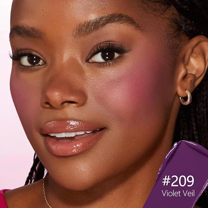 2-Pack Cream Powder Blush Duo For Medium to Deep Skin Tones, Same-Shade Cool Violet, Lasting, Buildable, Vibrant & Natural-Looking Cheek Color Dewy Cream Soft-Matte Powder Finish (Violet Veil)