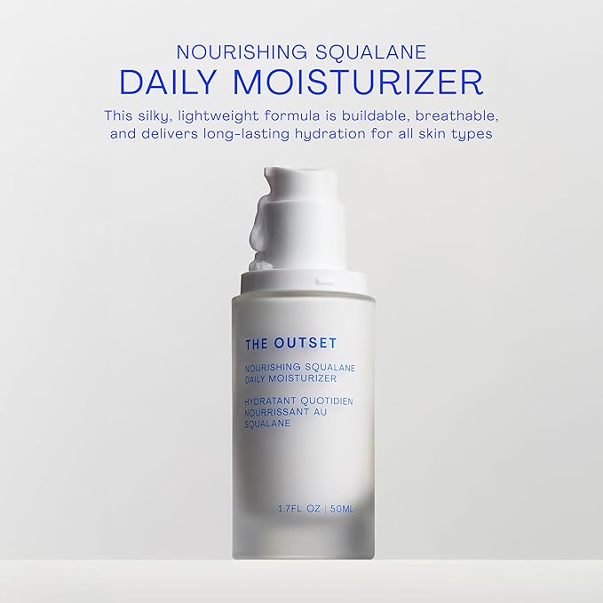 The Outset Squalane Daily Face Moisturizer, Hydrating Barrier Repair Face Cream, Non-Comedogenic, Fragrance-Free, Gluten Free Clean Vegan Facial Moisturizer for Sensitive & All Skin Types – 1.7 fl oz