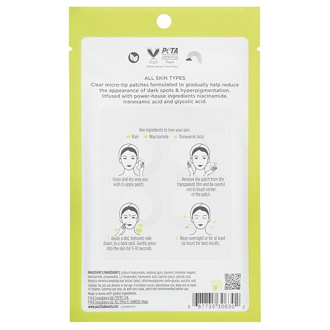 Pacifica Dark Spot Dissolving Micropatches – Microneedling Dots w/ Niacinamide 12-PACK Tranexamic Acid & Kale to Fade Post-Acne Marks and Age Spots, Brightening Patch Treatment, Clean Vegan Skincare
