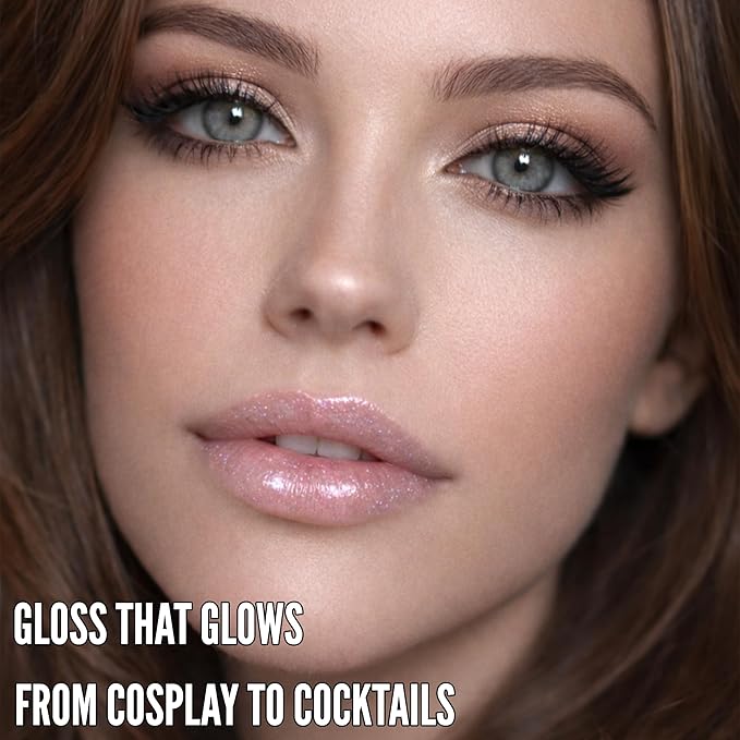 Mynena Crystal-Clear Icy Silver Shimmer Lip Gloss Non-Sticky Clear Filled with Iridescent Sparkles | Lightweight Lip Topper | Demi-Sheer Lipgloss from Cosplay to Everyday Glam | Aila