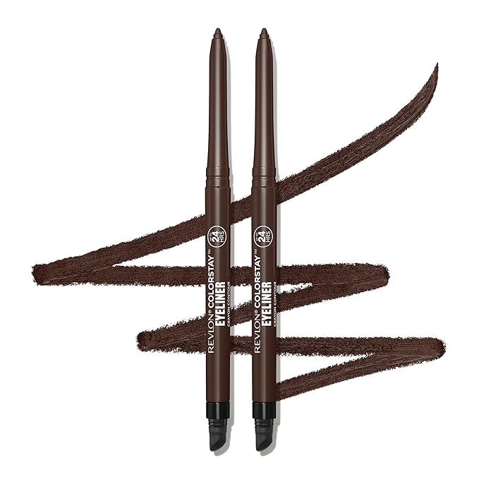 Revlon ColorStay Pencil Waterproof Eyeliner, Smudge-Proof, Eye Makeup with Built-In Sharpener, 202 Black Brown, 2 pack