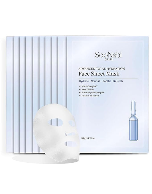 Advanced Hydrating Face Sheet Mask | Peptides + 5 Ceramides + Niacinamide | Korean Vegan Skincare for Dry, Sensitive Skin | Soothing, Nourishing, Barrier supporting (10 Pack)